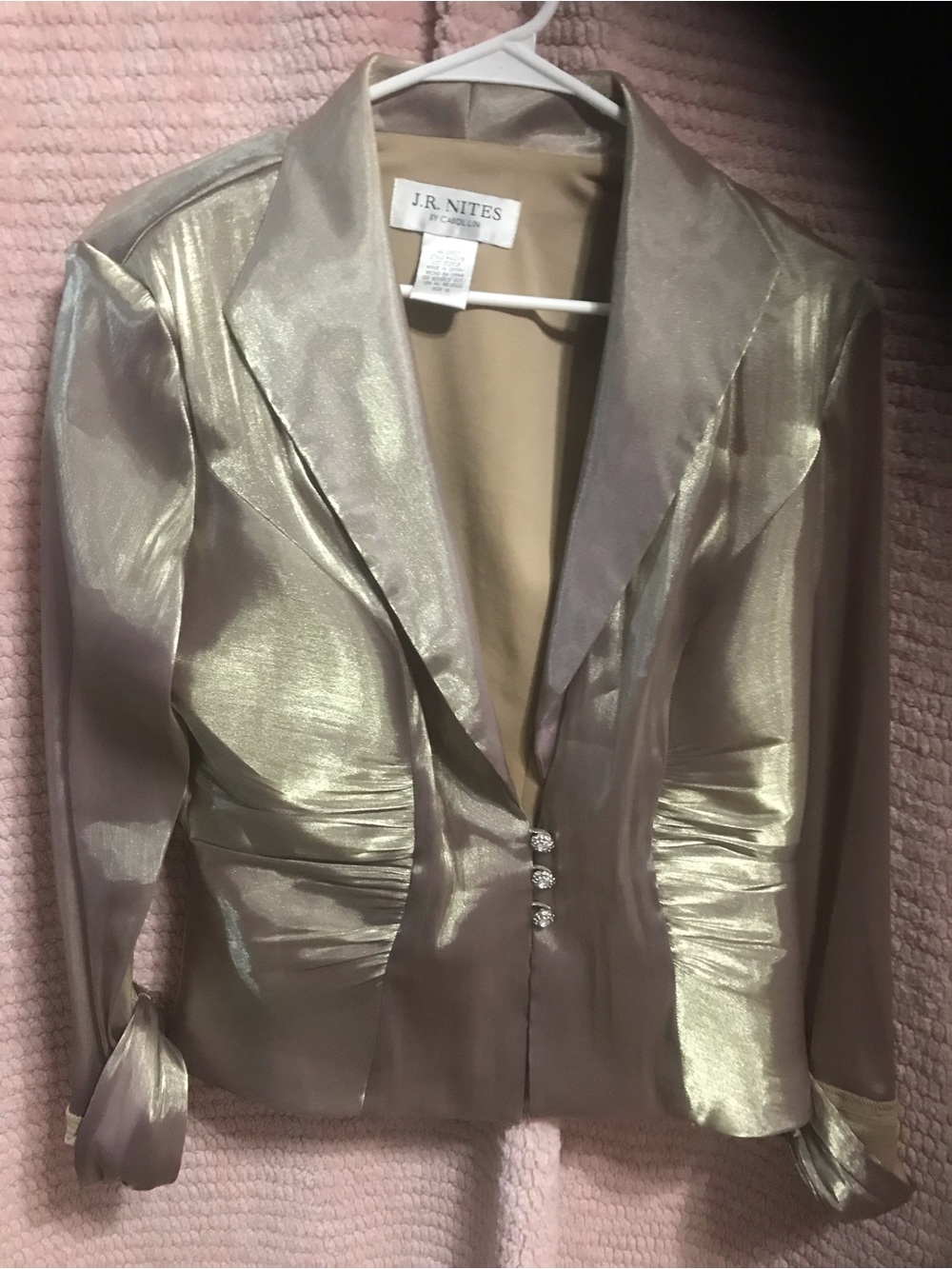 J.R. Nites Metallic Gold Ruched Women's Blazer